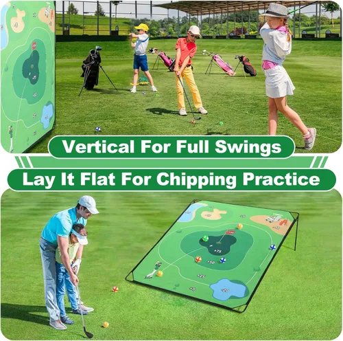 Miniatura 4 de Juego de práctica de chipping de golf de 70"x70" - Juego de entrenamiento portátil para uso interior & exterior, mejora la precisión del juego corto
