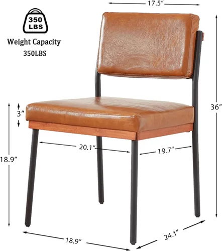 Miniatura 2 de Juego de 2 sillas de comedor modernas, sillas de cocina con cojines gruesos y almohadillas ajustables, sillas de comedor tapizadas de piel sintética