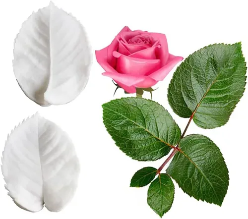 Miniatura 5 de Molde de veta de silicona con diseño de flores y hojas de rosas y pétalos de flores, moldes en relieve para decoración de pasteles de boda