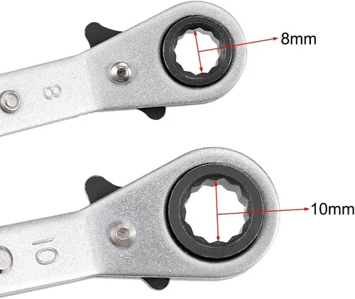 Miniatura 3 de uxcell Llave de trinquete reversible, extremo de caja doble de 0.315 in x 0.394 in, Cr-V