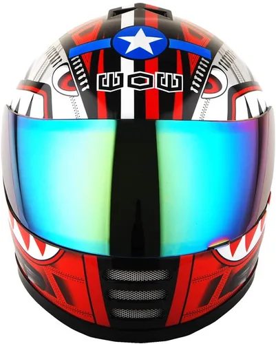 Miniatura 3 de WOW Casco integral para motocicleta, bicicleta urbana BMX MX para niños: HKYB15 Rojo tiburón
