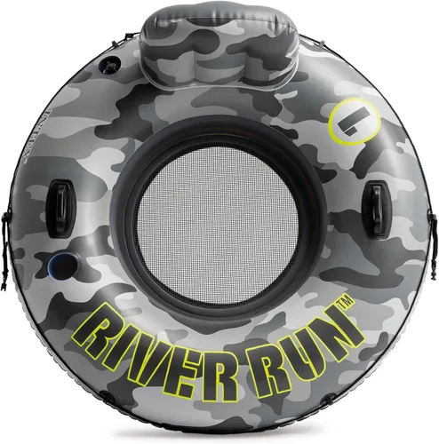 Miniatura 3 de Intex 56835EP River Run I - Balsa inflable remolcable de agua flotante con portavasos y asas para río, lago o piscinas, camuflaje gris (paquete de 4)