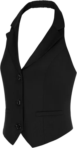 Miniatura 2 de Belle Poque Chaleco vintage para mujer, con solapa, cuello halter, con botones, con bolsillos