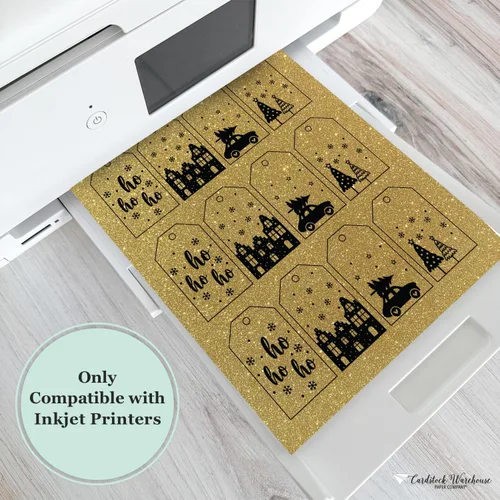 Miniatura 4 de Cardstock Warehouse Diamond Print Inkjet Glitter - Papel de cartulina con purpurina dorada de alta calidad, 15 hojas, 8.5 x 11 pulgadas, 104 Dorado