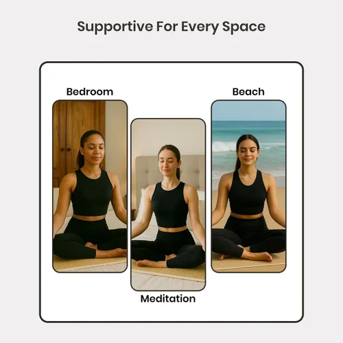 Miniatura 5 de LFH Home Handmade Straw Yoga Mat For Exercise, Workout, Fitness - Perfect Heavy Quality Eco Friendly Natural Straw Reversible Yoga Mat for Men &