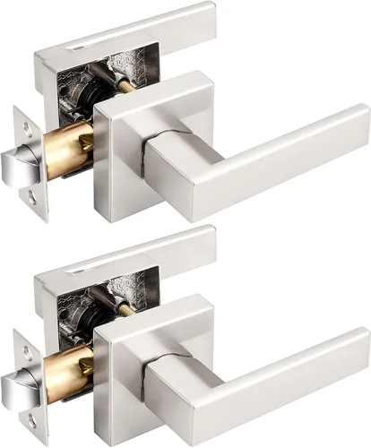 Miniatura 146 de Probrico Paquete de 4 manijas de puerta simuladas en negro mate, manijas interiores que no giran, manijas reversibles resistentes para interiores
