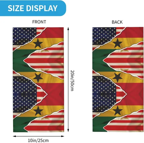Miniatura 2 de Neck Gaiter Ghana Ghanaian American Flag USA Friendship Face Cover Scarf Uv Sun Protection Balaclava Head Mask for Men Women Fishing Mask Hiking