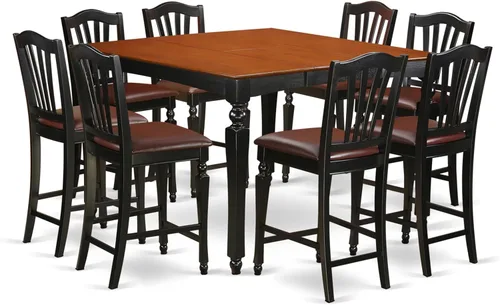Miniatura 7 de East West Furniture CHEL5-BLK-LC - Juego de mesa de comedor de 5 piezas de altura de mostrador, incluye una mesa de cocina cuadrada con hojas