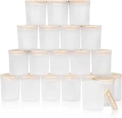 Miniatura 18 de SHOWIN Tarros Gruesos para Velas para Hacer Velas 20 Pcs, 7 OZ Tarros Vacíos con Tapas de Madera para Hacer Velas, Recipiente de Muestra