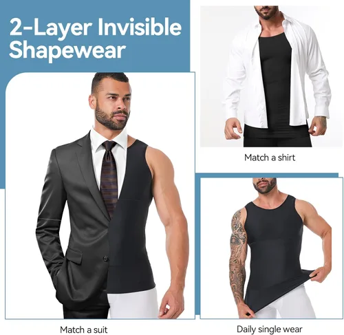 Miniatura 7 de Body Shaper, chaleco de compresión para adelgazar, control de abdomen, para ocultar el pecho, ginecomastia