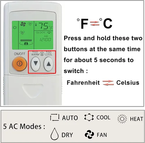 Miniatura 2 de Mando a distancia de repuesto universal compatible con aire acondicionado Mitsubishi Electric PKA-A12HA7 PKA-A18HA7 PKA-A24KA7 PKA-A30KA7 PKA-A36KA7