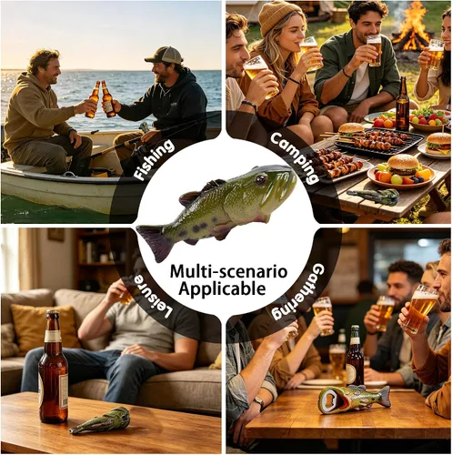 Miniatura 9 de Abrebotellas de pescado de lubina, abrebotellas de cerveza, creativo, resina, verde