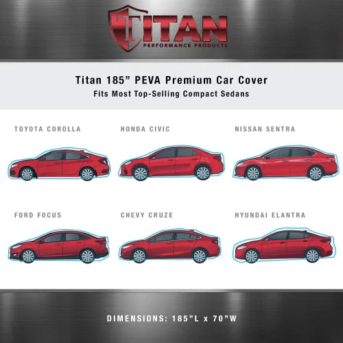 Miniatura 5 de Titan Premium - Funda de coche PEVA multicapa para sedanes compactos de 176 a 185 pulgadas. Impermeable, protección UV, forro protector