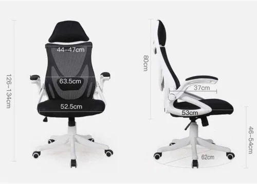 Miniatura 2 de Silla ergonómica de escritorio de oficina con reposabrazos ajustable, soporte lumbar, reposacabezas y malla transpirable respetuosa con la piel (D)