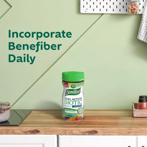 Miniatura 3 de Benefiber - Gomitas de fibra con surtido de frutas para una sana digestión. Suplemento prebiótico y probiótico con sabores naturales de frutas, 50