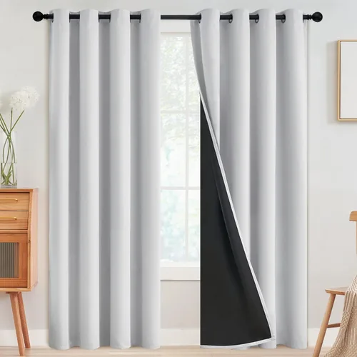 Miniatura 46 de SimpleHome - Cortinas opacas 100% para recámara, cortinas de ventana con ojales beige, con aislamiento térmico, cortinas de oscurecimiento