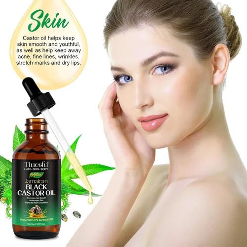 Miniatura 5 de Tiuedu Aceite de ricino negro jamaicano para el crecimiento del cabello, pestañas y cejas más gruesas, aceite de ricino para cabello, cara, cuerpo