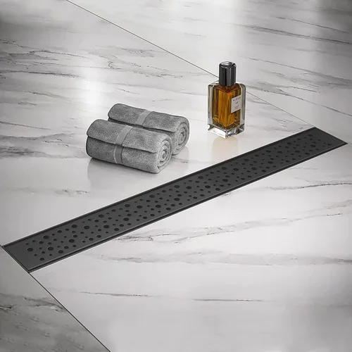 Miniatura 12 de Sharp-tec Drenaje lineal de ducha de 24 pulgadas, drenaje de piso rectangular cepillado, canal de drenaje de diseño en forma de V, acero inoxidable