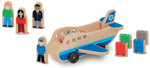 Miniatura 4 de Melissa & Doug Juego de avión de madera con 4 figuras de juego y 4 maletas