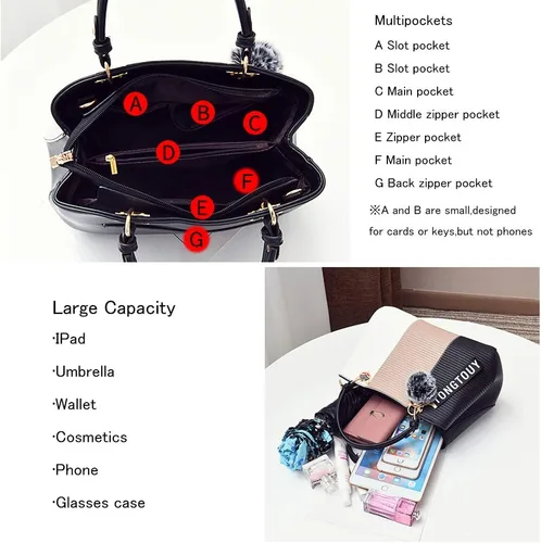 Miniatura 4 de Bolsos de mano para mujer, bolsos de mano de piel sintética, bolsos de hombro
