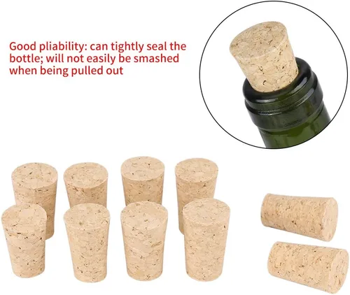 Miniatura 2 de Corchos de vino de alta calidad, tapones de corcho cónicos de madera natural para botellas de cerveza de vino, juego de 10 piezas de 0.787 x 0.591 x