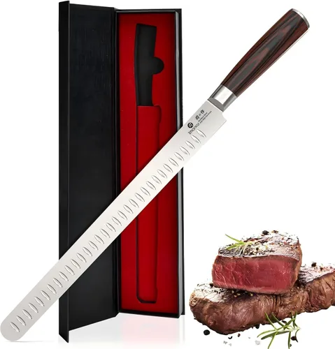 imarku Cuchillo de Brisket, Cuchillo de Trinchar y Cortar Ultra Afilado de 12 Pulgadas para Brisket, BBQ, Pavo, Jamón, Costillas y Carne Asada, Hoja