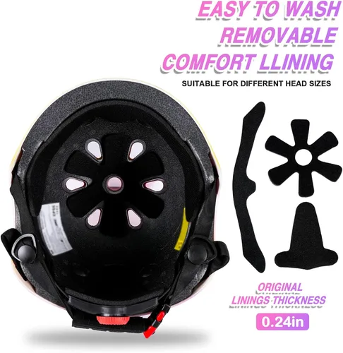 Miniatura 7 de Casco de bicicleta para niños de Banzk, para edades 3-5-8-14+, para niñas y niños, casco con rodilleras, coderas y muñequeras, ventilación