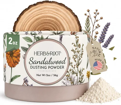 Miniatura 14 de Herb & Root Polvos corporales para espolvorear sin talco. Rosa, vainilla, sándalo, lavanda, jazmín y sets de regalo (tamaño completo, rosa)