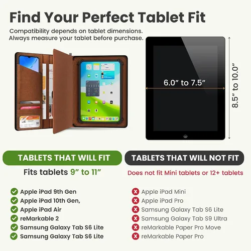 Miniatura 4 de Funda universal Padfolio – Organizador de tablet con soporte para bloc de notas – Compatible con iPad 10ª 11ª generación, iPad Pro 11, iPad 7 8 9