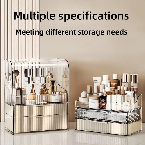 Miniatura 7 de Organizador de maquillaje para encimera, vitrinas de cosméticos grandes, organizador de cosméticos para el cuidado de la piel, 2 cajones