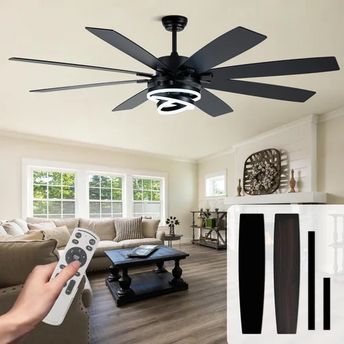 Miniatura 17 de Ventilador de techo de 52 pulgadas con luces y control remoto, moderno ventilador de techo plateado, lámpara LED, silenciosa, reversible, motor