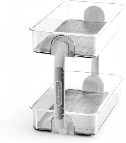 Miniatura 3 de madesmart Organizador de especias escalonado, 8 tarros para artículos esenciales de cocina, almacenamiento vertical para sal, pimienta, cayena, Gris