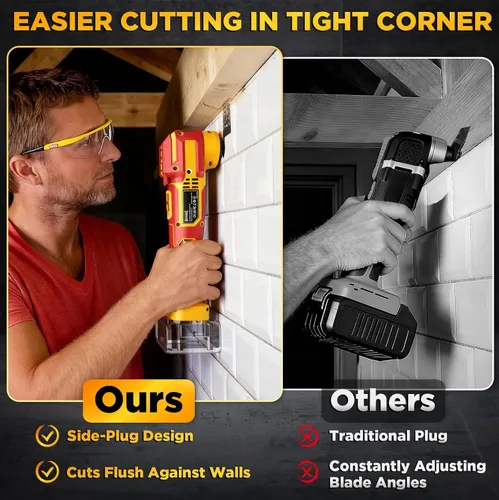 Miniatura 3 de Multiherramienta oscilante inalámbrica compatible con batería DeWalt de 20 V (solo herramienta), 21000 OPM sin escobillas, ángulo de giro de 4.5°