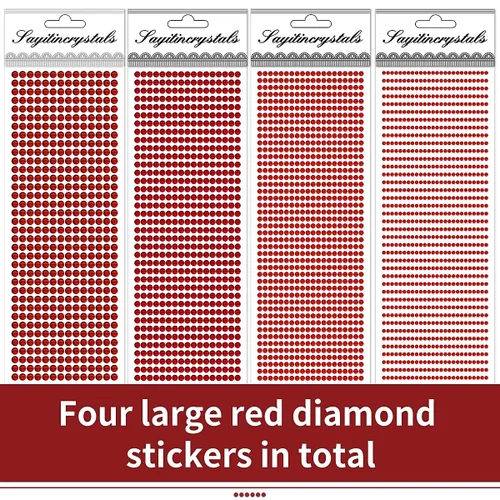 Miniatura 3 de 3090 calcomanías de cristales de Navidad con gemas para la cara, ojos de 3/4/5/0.236 in con diamantes de imitación rojos para cara, joyas estilo15