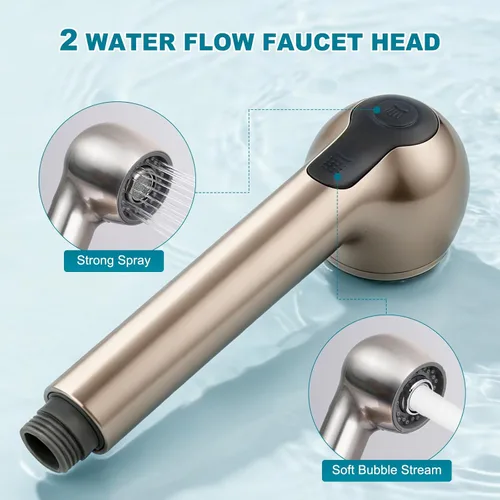 Miniatura 2 de Reemplazo de cabezal de grifo de cocina extraíble, cabezal rociador de fregadero de 2 funciones, conector de rosca macho G1/2 o 13/16 pulgadas