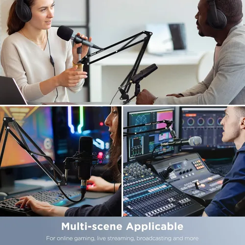 Miniatura 9 de Brazo de Micrófono de Mesa para Wave/Blue Yeti/Hyperx Quadcast/SM7B/SM58/MV7, Soporte de Micrófono de Escritorio de Tijera de Metal Ajustable