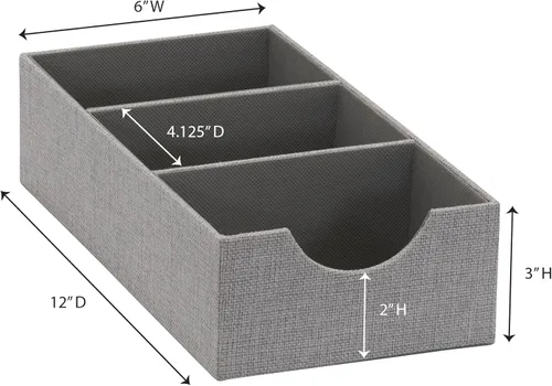 Miniatura 7 de Household Essentials Gris 727-1 Caja Organizadora de Cajón Profunda de 3 Secciones para Almacenamiento 12 pulgadas x 6.13 pulgadas x 3.13 pulgadas