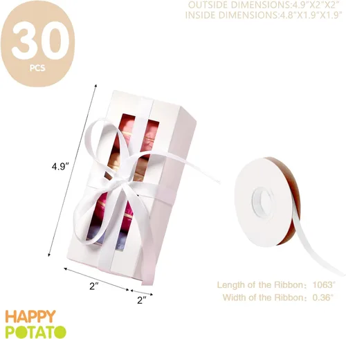 Miniatura 3 de HAPPY POTATO Paquete de 30 cajas de macarrones para 4 o 5, 4 x 1.9 x 1.9 pulgadas, cajas de embalaje de macarrón, caja de macarrón blanco