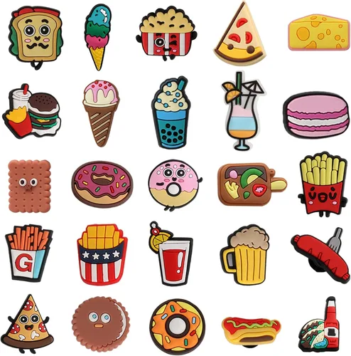 Miniatura 5 de mortd 50 dijes de decoración de zapatos con temática de alimentos paquete de dijes para zapatos de hamburguesa para decoración de zapatos zuecos