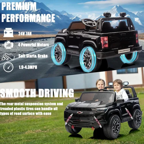 Miniatura 2 de juguete de 24 V con batería para niños con control remoto de los padres, coche eléctrico Chevrolet Colorado HD de 2 plazas para niños, camioneta