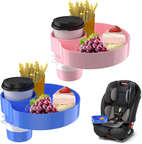 Miniatura 8 de Bandeja de asiento de automóvil para niños, bandeja de viaje con portavasos para bebé, asiento de automóvil para niños, organizador de aperitivos