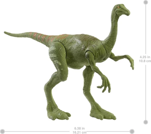Miniatura 5 de Mattel Jurassic World Camp - Figura de acción de dinosaurio de fuerza feroz del Cretácico, juguete de dinosaurio Gallimimus con articulaciones