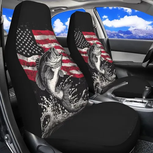 Miniatura 5 de Funda de asiento de coche con bandera americana, 2 piezas, fundas de asiento delantero, cojín de asiento de automóvil, funda protectora patriótica