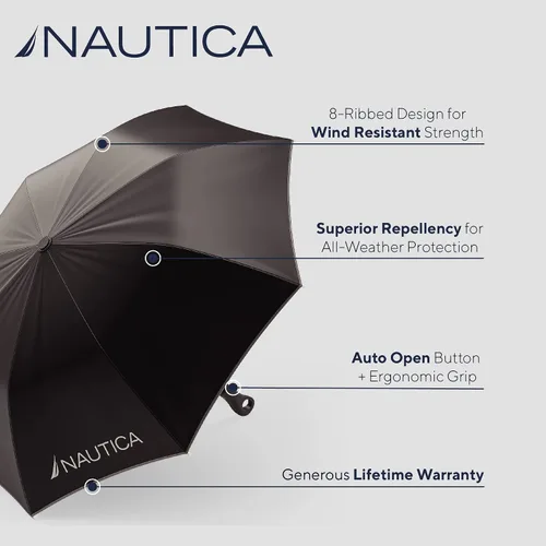 Miniatura 2 de Nautica Umbrella for Travel - Auto Open Compact Lightweight Folding - Best Windproof Umbrellas for Rain Sun Wind Protection Small Automatic