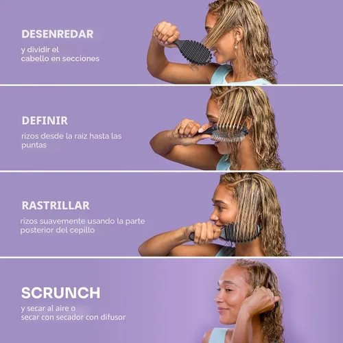 Miniatura 5 de Wet Brush Cepillo desenredante para rizos, negro, definición de rizos para tipos de cabello rizado y enrollado, cerdas IntelliFlex desenredan