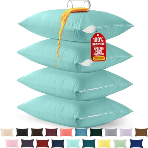 Miniatura 33 de Utopia Bedding Protector de almohada impermeable, con cremallera, paquete de 2, beige, estándar, funda de almohada a prueba de chinches, de 20 x 26