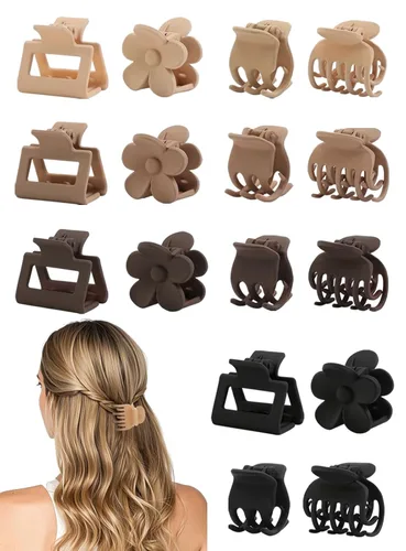 Miniatura 8 de Unbednigt Paquete de 6 pinzas para el cabello para niñas pequeñas, juego de pinzas de garra con temática de postre, accesorio de peinado sólido