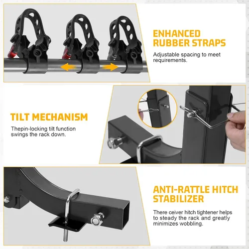 Miniatura 3 de Soporte de enganche para 4 bicicletas, soporte plegable para coches, camiones, SUV, minivans