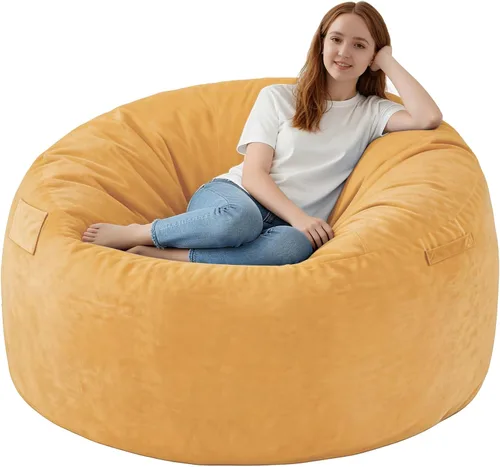Miniatura 42 de Silla de Puf de 3 Pies, Sillas de Puf Cómodas con Relleno de Espuma Viscoelástica, Sofá de Puf Esponjoso con Funda de Terciopelo Holandés, Sillas