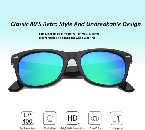 Miniatura 4 de Lentes de sol para niños y niñas, lentes de sol irrompibles para niños pequeños, protección UV, lentes de sol polarizados para niños de 3 a 10 años